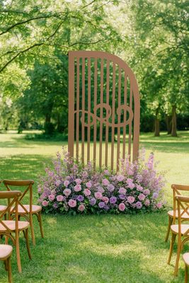 ​Decorative Slatted Arch Panel with Swirl Detail
