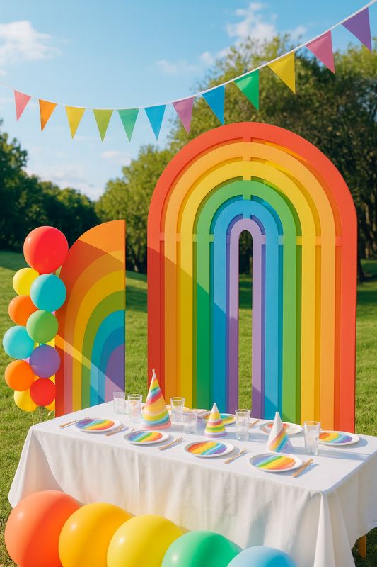 ​2 Piece Modern Rainbow Arch Backdrop Set