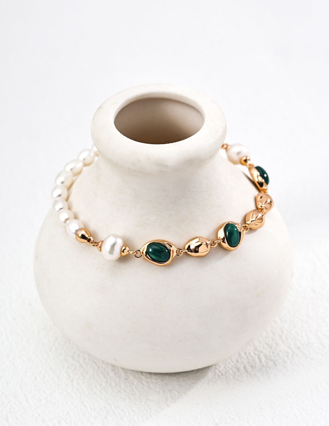 Verdant Echo Malachite &amp; Pearl Bracelet