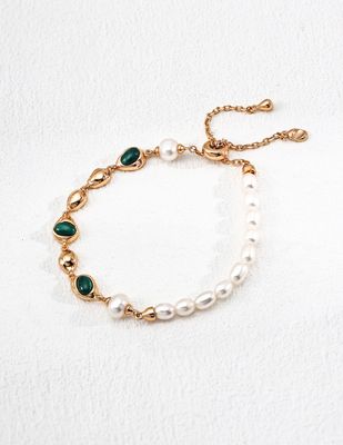 Verdant Echo Malachite &amp; Pearl Bracelet