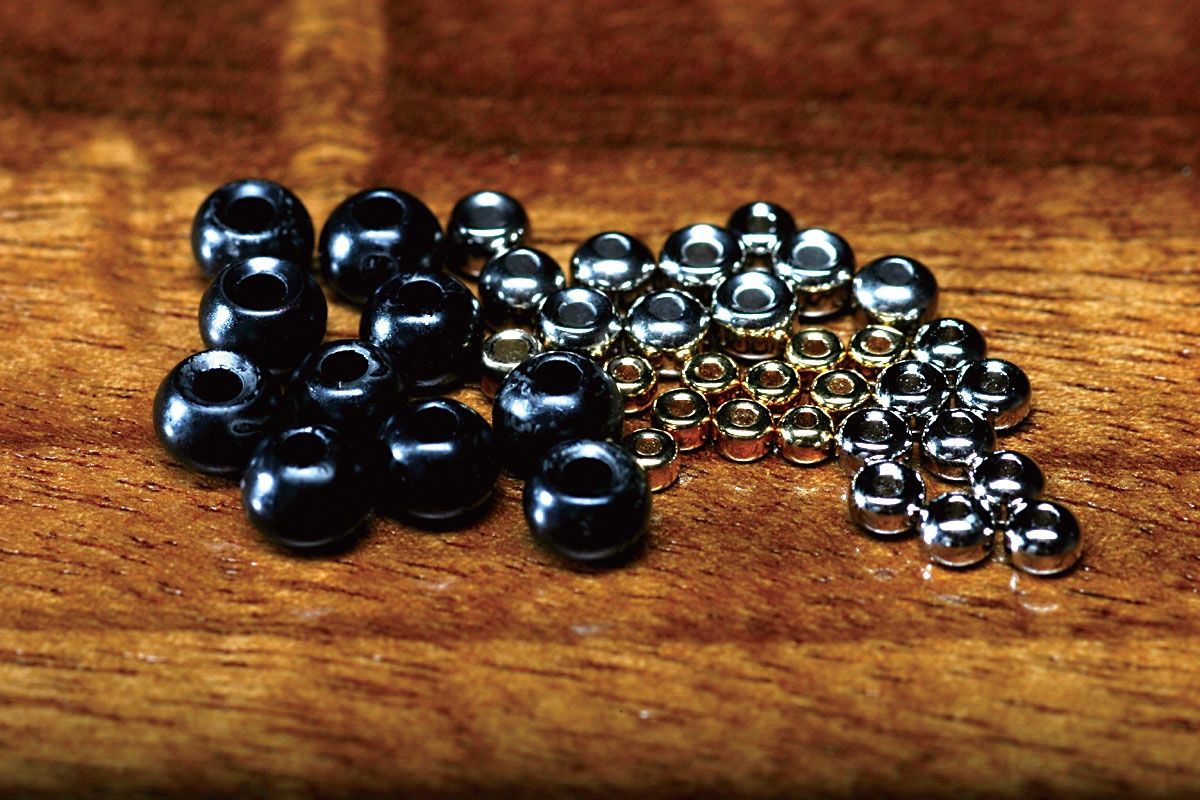 Hareline Countersunk Tungsten Beads, Colour: Black, Size: 1/8&quot;