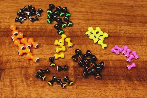 Hareline Double Pupil Lead Eyes, Colour: Black w/ Yellow &amp; Black Pupil, Size: X-Small