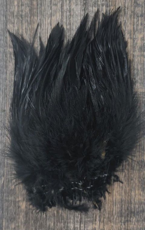 Hareline Strung Chinese Saddle Hackle, Colour: Black