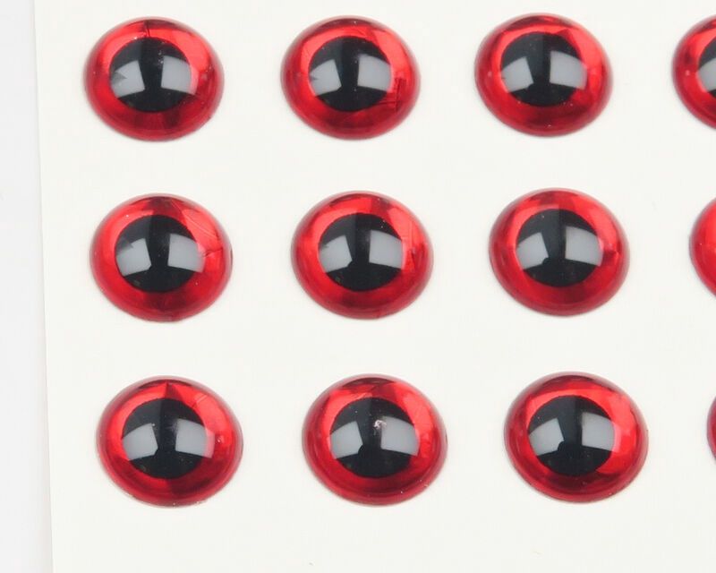 Hareline 5/16" 3D Holographic Eyes, Colour: Red