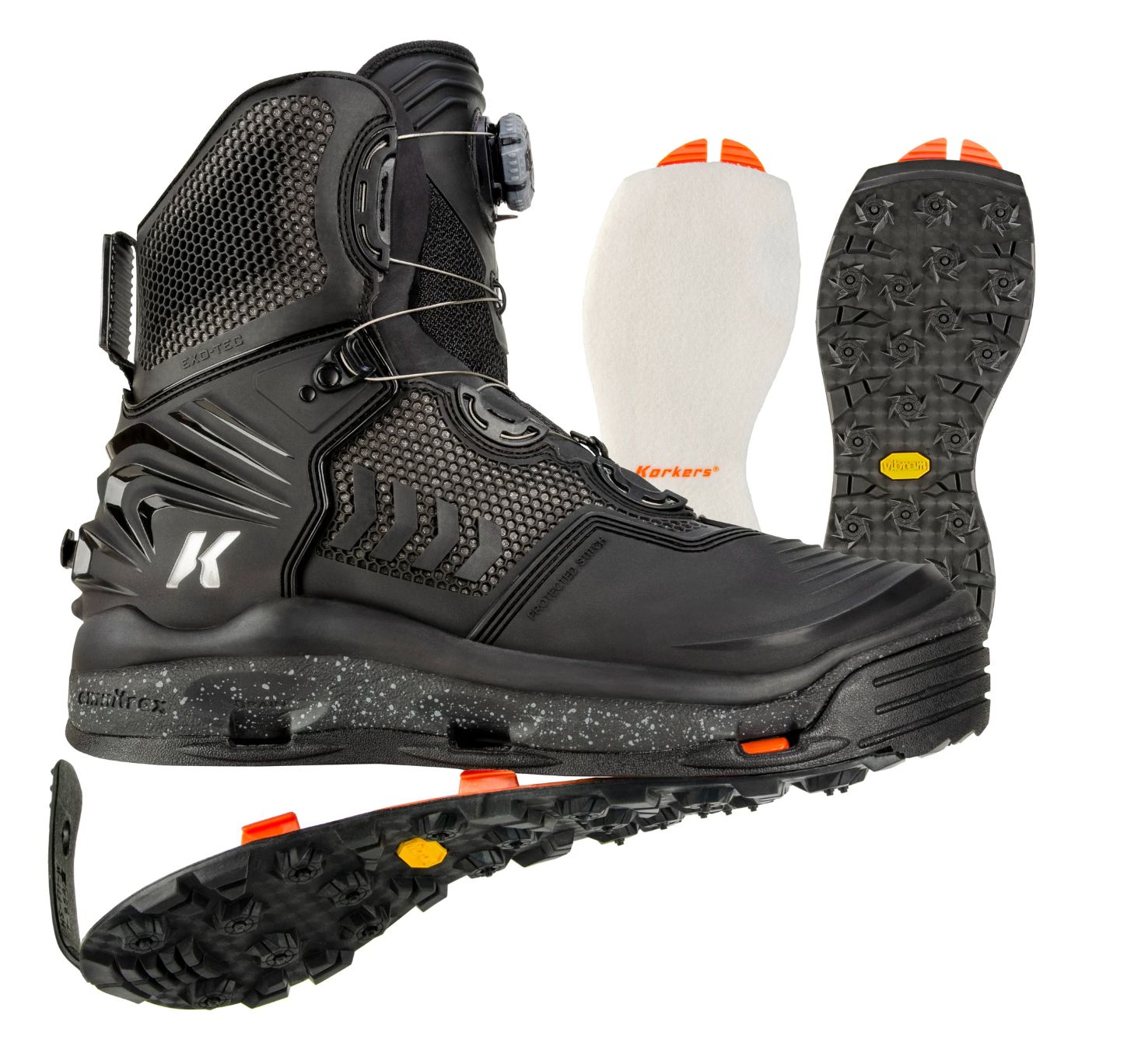 Korkers River Ops BOA Wading Boot, Size: Size 8, Type: Felt &amp; Vibram Soles