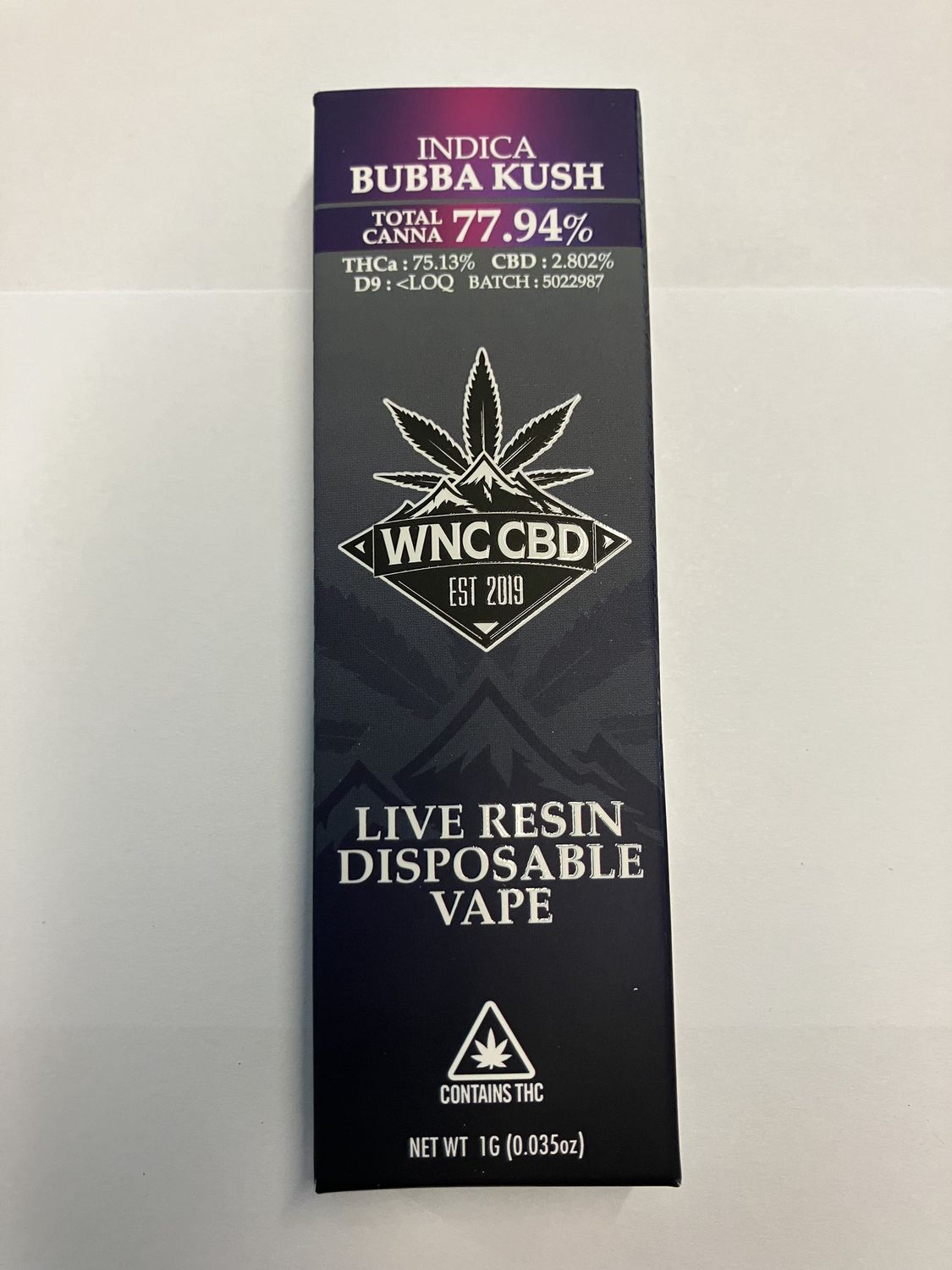 Disposable Cartridge Live Resin  Bubba Kush