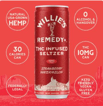 Willie's Infused Seltzer -Strawberry Watermelon 10mg