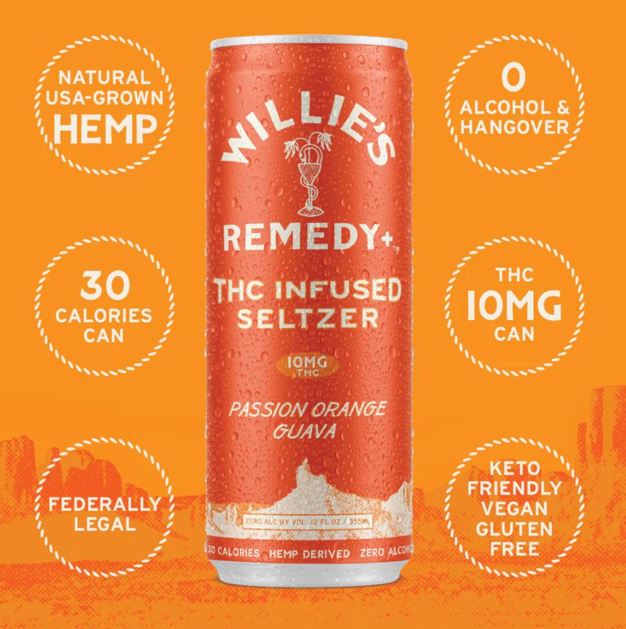 Willie&#39;s Infused Seltzer -Passion Orange Guava 10mg