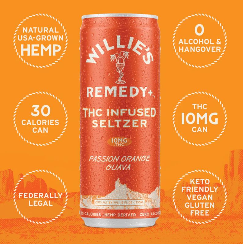 Willie's Infused Seltzer -Passion Orange Guava 10mg