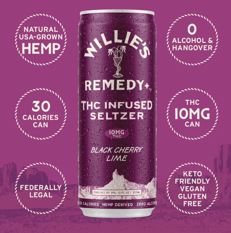 Willie's Infused Seltzer -Black Cherry Lime 10mg