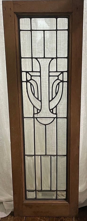 Beveled Leaded Glass Window 43&quot; x 14&quot;