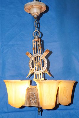 Vintage Art Deco Slip Shade Light Fixture