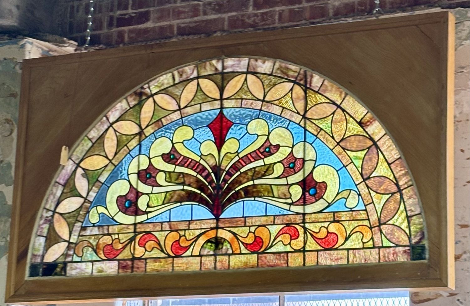 Stained Glass Window Ca 1900s 66&quot; x 36&quot;