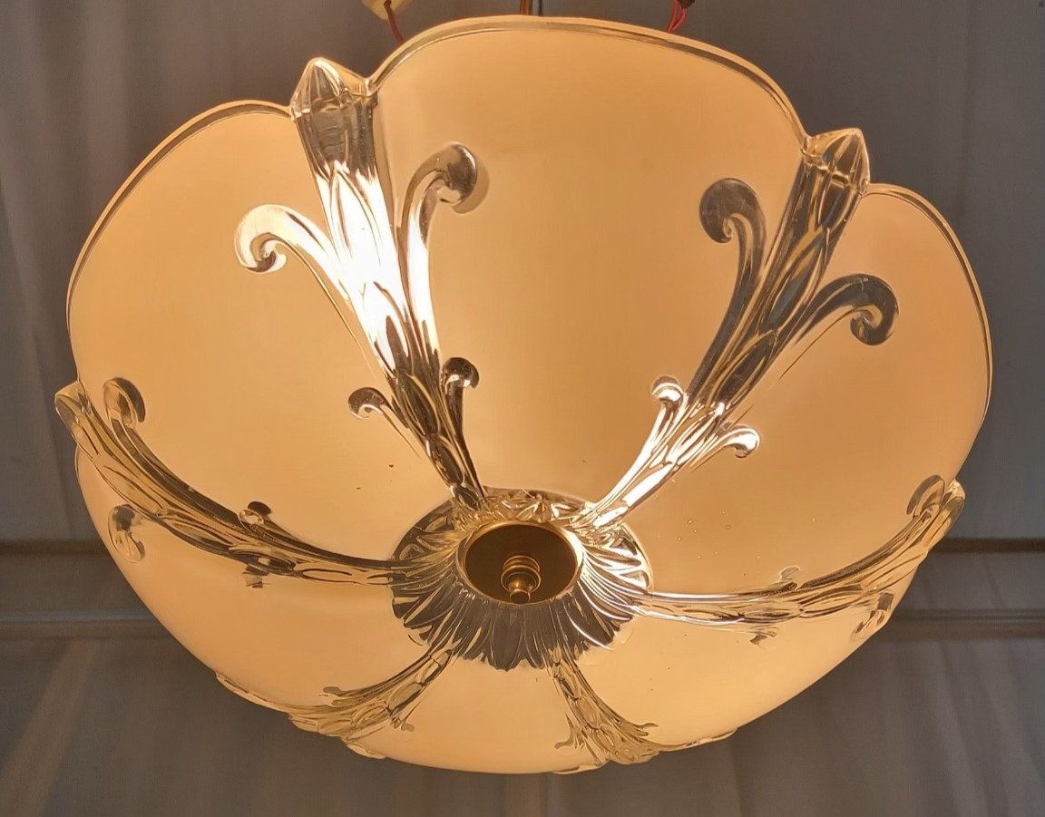 Late 1930s Art Deco Semi Flush Mount Light Fixture