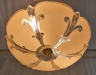 Late 1930s Art Deco Semi Flush Mount Light Fixture