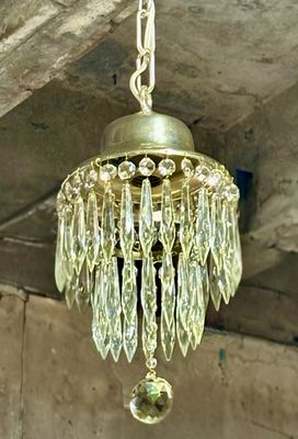 1940s Silver Plated Crystal Chandelier
