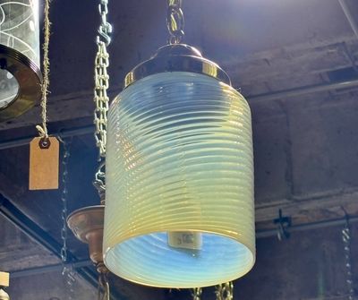 Light Fixture with Opalescent Swirl Shade