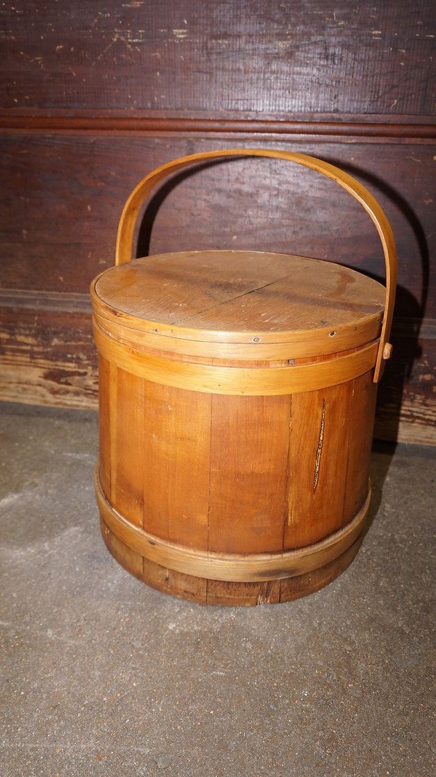Sugar Bucket with Lid Mid 1800s