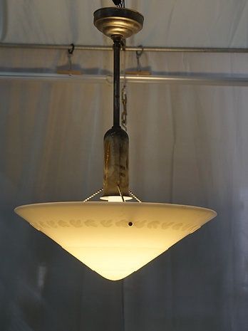 Art Deco Pendant Light Fixture Ca 1930s Mfg By Phoenix Glass Co