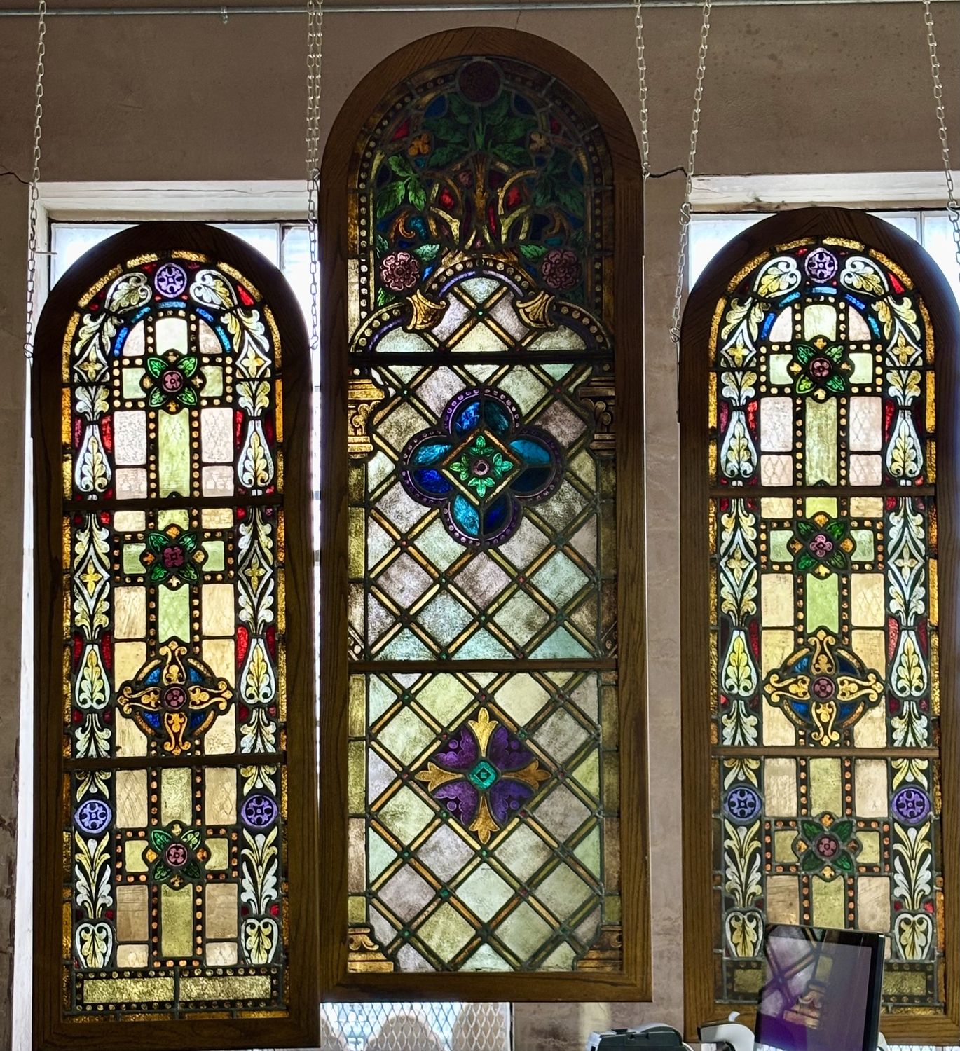 Stained Glass Windows Set of Three