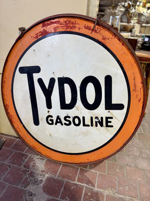 Vintage Two-Sided Tydol Gasoline Sign 49&quot;