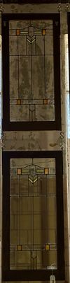 Pair of 1920s Glass Art Deco Cabinet Doors 35.5&quot; x 17&quot; each