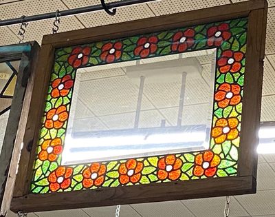 Floral Stained Glass Window 26.5&quot; x 33&quot;