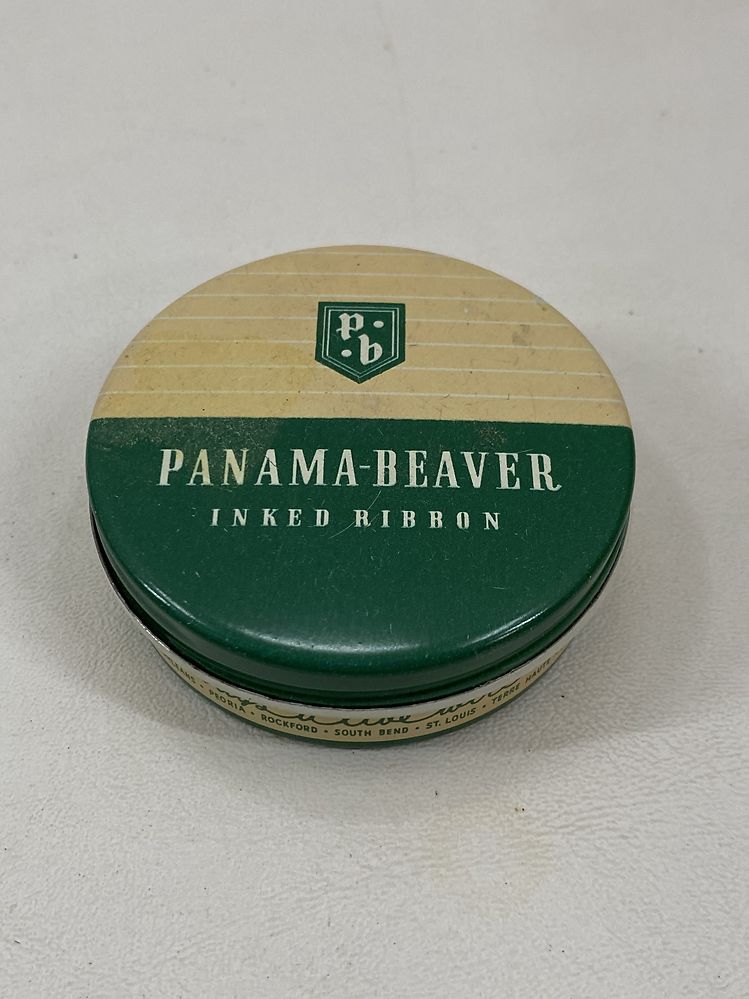 Vintage Panama-Beaver Inked Ribbon Tin