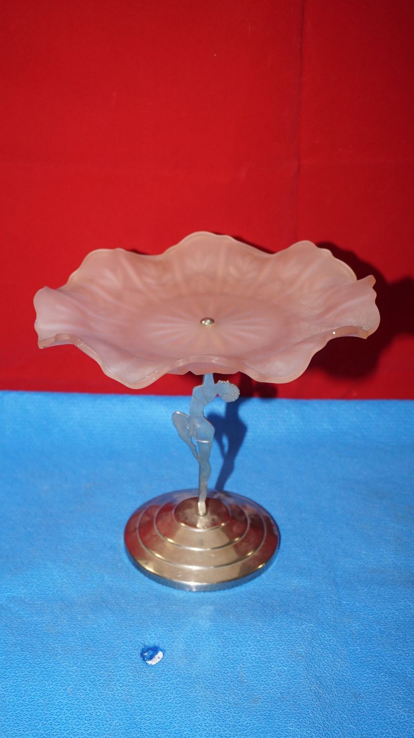 Art Deco Figural Compote 9.5" x 9.5"