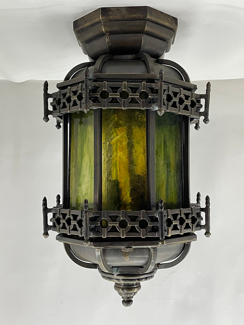 Gothic Flush Mount Bronze Light Fixture 9&quot; x 16&quot;