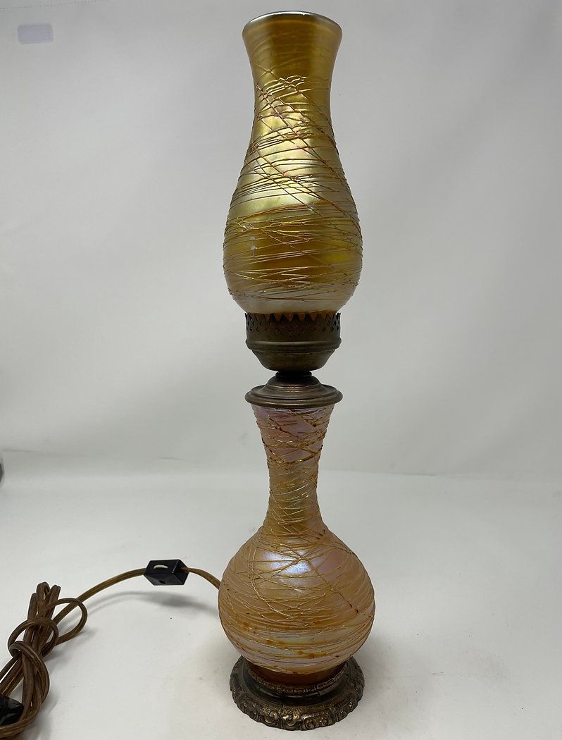 Durand Art Glass Table Lamp 4&quot; x 15.5&quot;