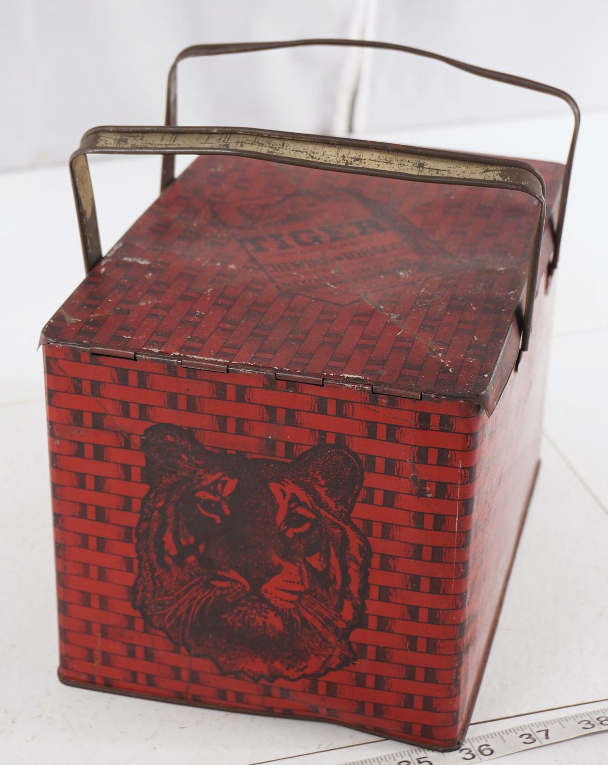 Tiger Bright Sweet Chewing Tobacco Tin Lunch Box 7&quot;x  10&quot; x  6.5&quot;