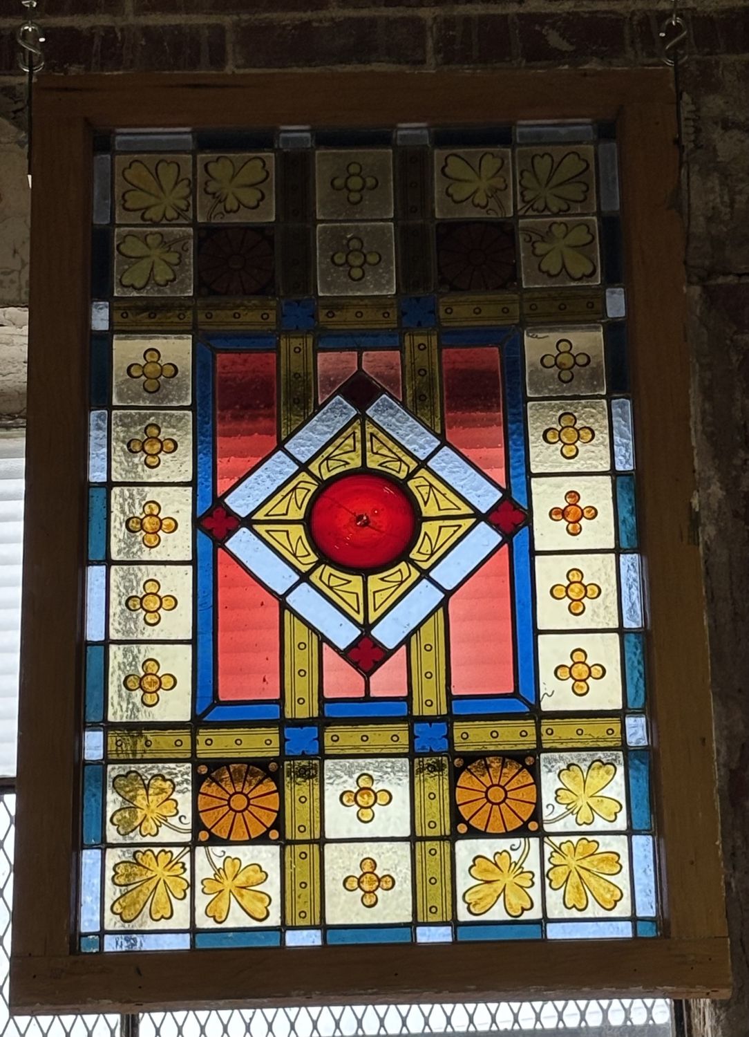 Victorian Stained Glass Window 24.25&quot; x 35.25&quot;