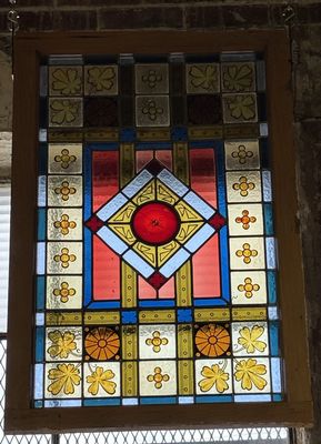 Victorian Stained Glass Window 24.25&quot; x 35.25&quot;