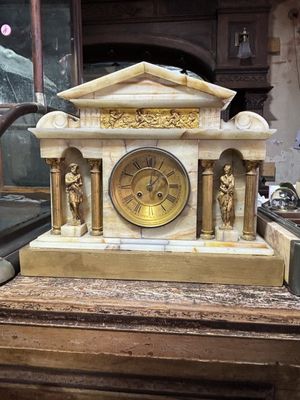 Vintage Marble Figural Mantel Clock 18.25&quot; x 7&quot; x 14.5&quot;