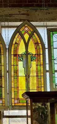 Vintage Cathedral Style Stained Glass Window 24&quot; x 57.5&quot;