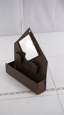 Victorian Tin Comb Holder with Shaving Mirror 9" x 10" x 2"