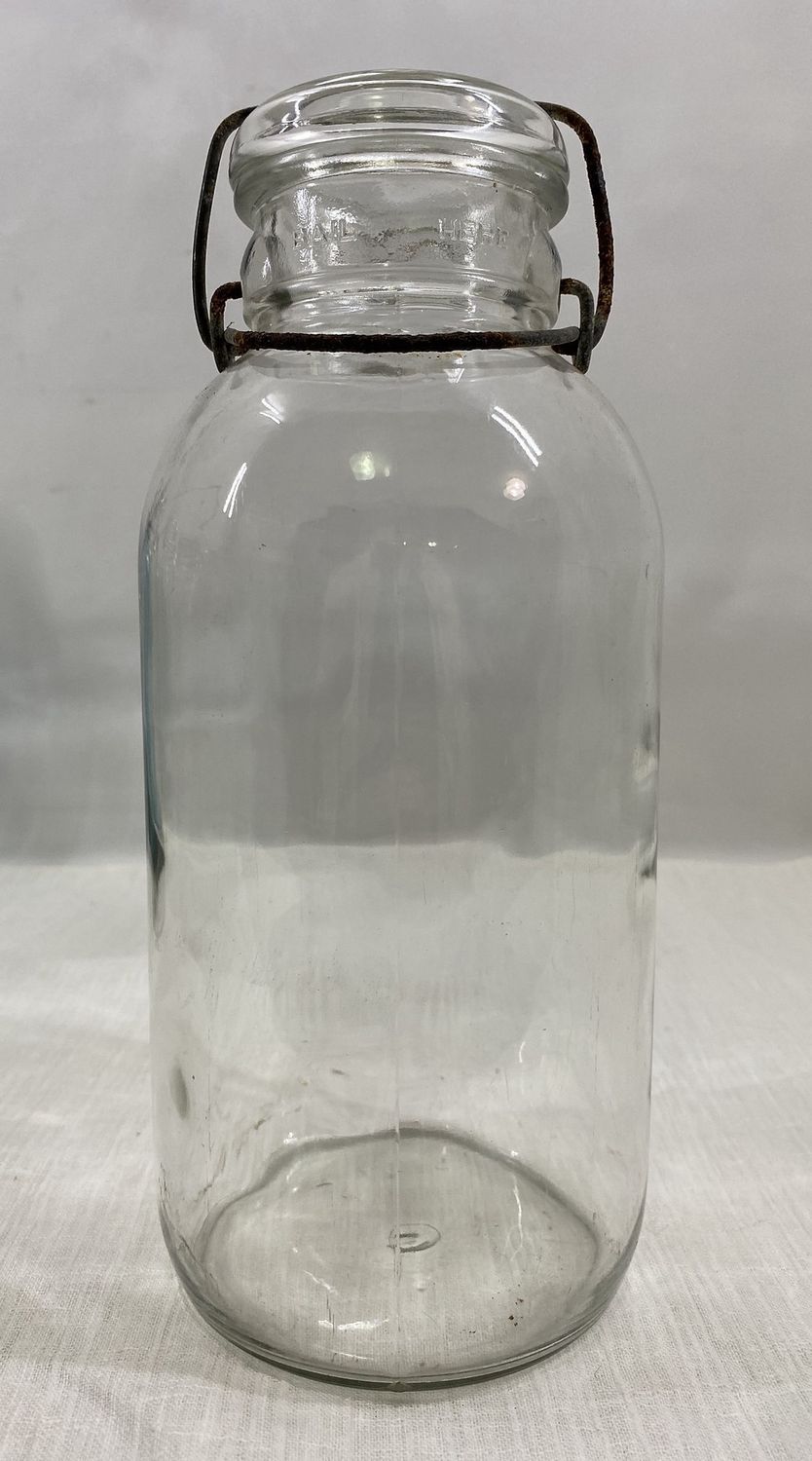 Glass Fruit Jar with Lid and Slide Wire