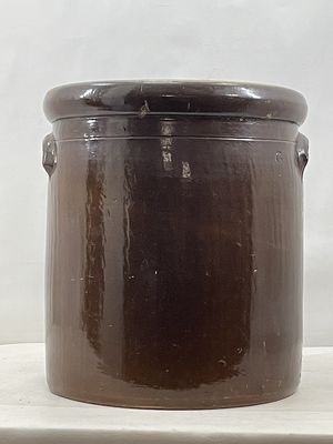 Vintage Brown Glaze Stoneware Crock 6 Gallon