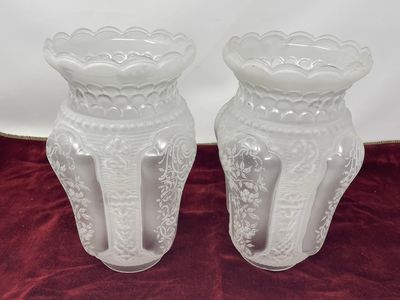 Pair of Vintage Etched Shades 8 1/2" x 4 1/2" Fitter 2 5/8"