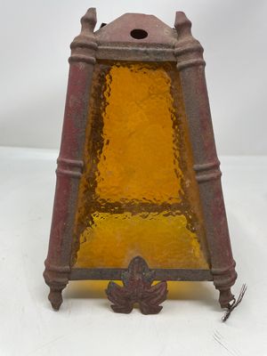 Vintage Outdoor Post Lamp Shade with Amber Glass  Home / Automobilia / Vintage Outdoor Post Lamp Shade - Amber Glass  5" x 7.75"