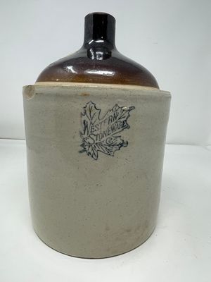 Western Stoneware Jug With Maple Leaf 1 Gallon 12.5&quot; x 9&quot;