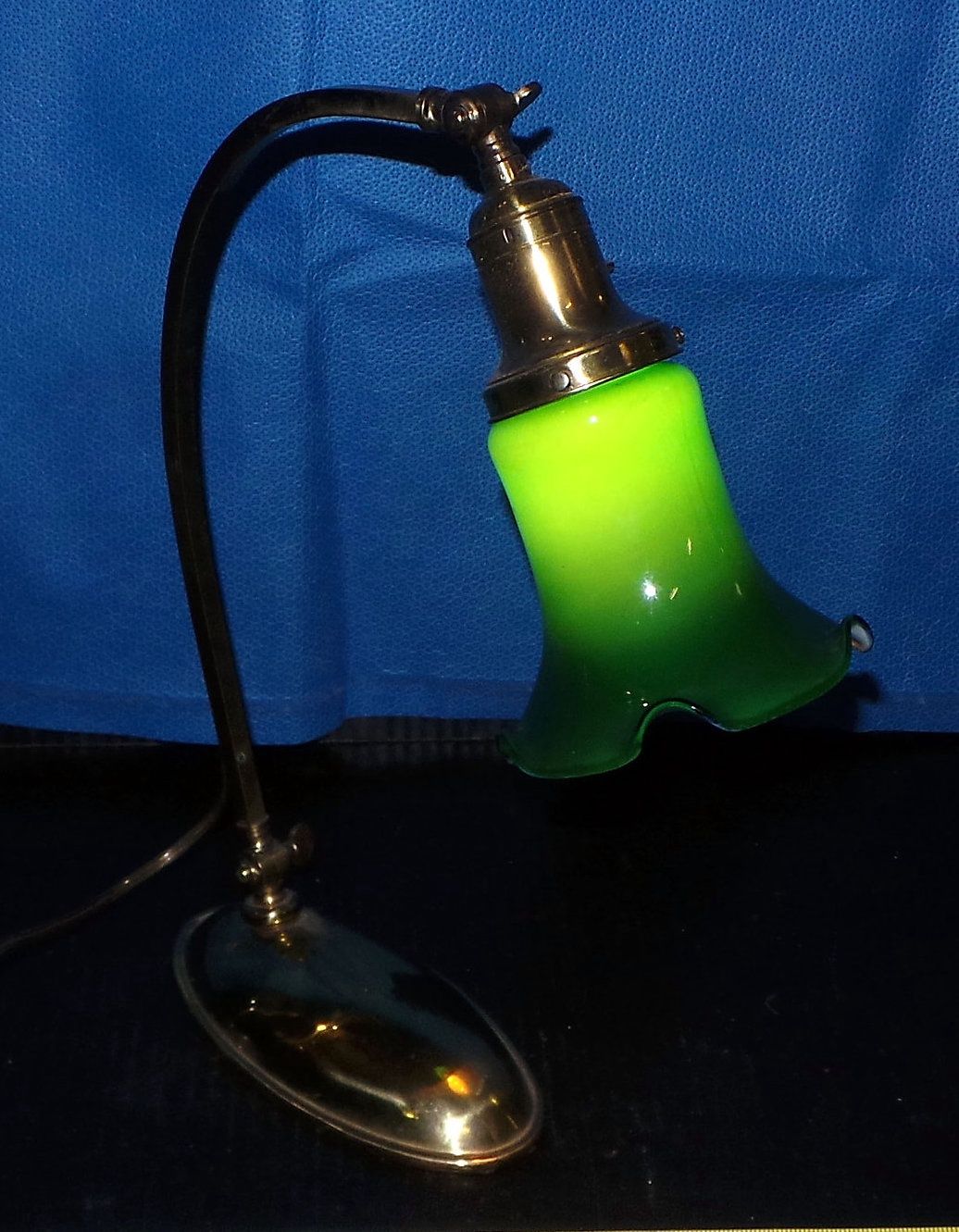 Desk Lamp With Green Cased Glass Shade