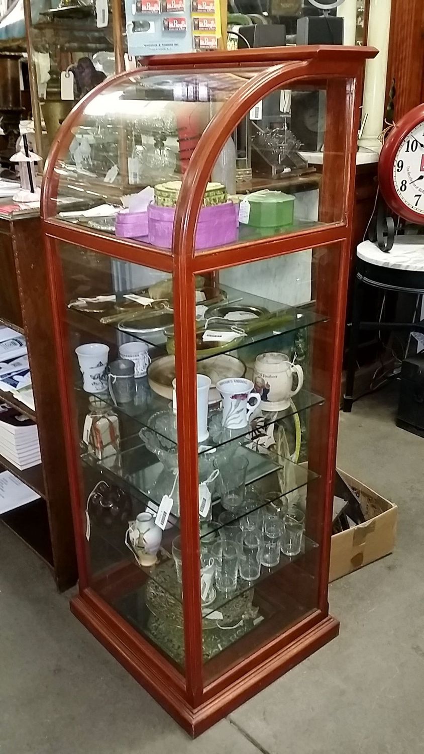 Curved Glass Curio Cabinet 18" x 55.5" x 21.5"