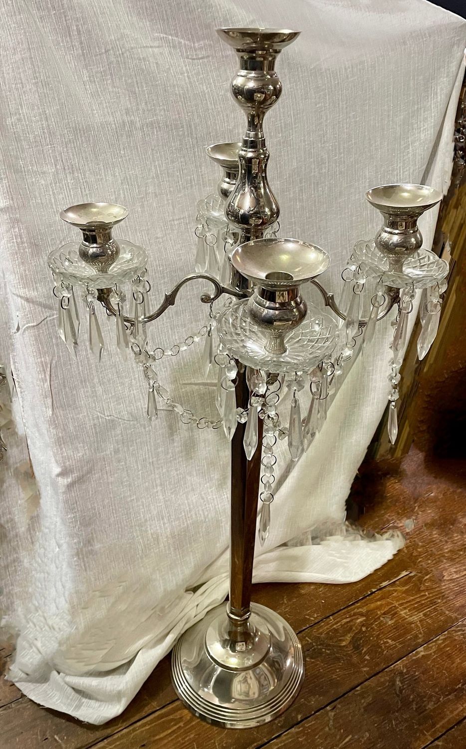 Vintage Wedding Candelabra with Crystals 18" x 18" x 38"
