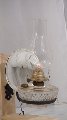 Oil Lamp Sconce with Mercury Glass Reflector