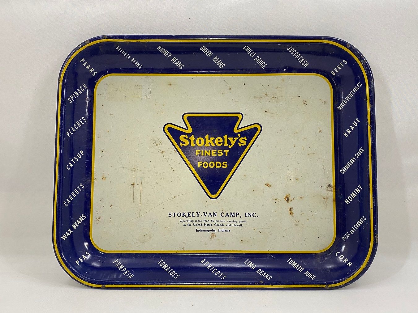 Stokely’s Finest Foods Stokely-Van Camp, Inc. Tin Advertising Tray