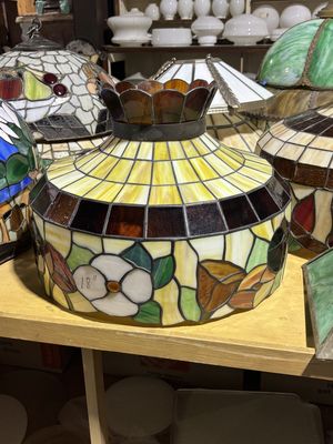 Stained Glass Shade  with Flowers 18"