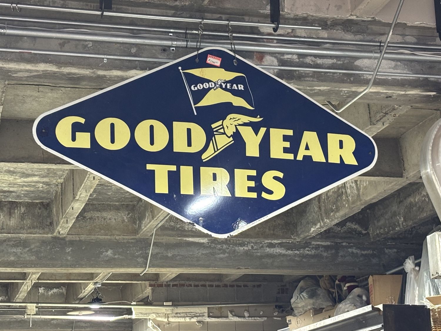 Vintage Goodyear Tires Porcelain Sign 71" x 39"