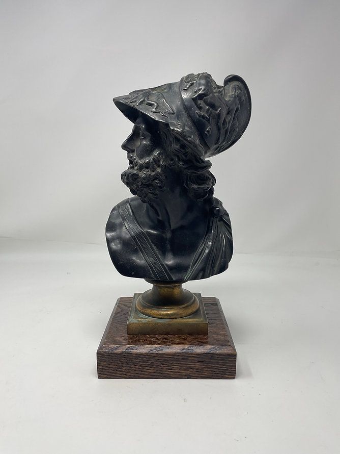 Vintage Bronze Bust of Ajax Trojan Warrior 5.25" x 11.25"